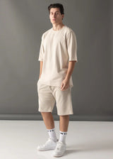 Ανδρική βερμούδα Vinyl Art Clothing - 02520-77 - regular fit premium washed shorts μπεζ