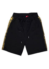 Ανδρική βερμούδα Vinyl Art Clothing - 02617-01 - regular fit gold taped shorts μαύρο