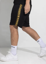 Ανδρική βερμούδα Vinyl Art Clothing - 02617-01 - regular fit gold taped shorts μαύρο