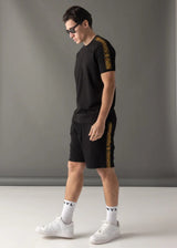 Ανδρική βερμούδα Vinyl Art Clothing - 02617-01 - regular fit gold taped shorts μαύρο