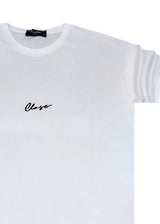Ανδρική κοντομάνικη μπλούζα Close society-100-15-white Calligraphy Logo