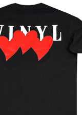 Αντρική κοντομάνικη μπλούζα Vinyl Art Clothing - 12845-01 - heartbeat oversized tee μαύρο