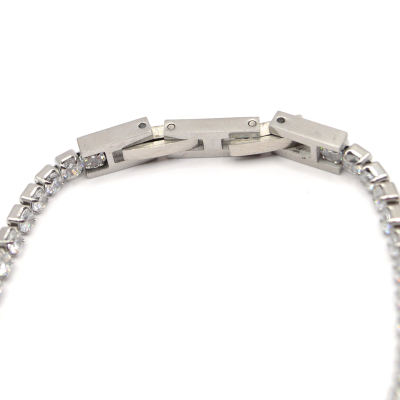 Gang - GNG005 - high quality stainless steel  bracelet with zirgon - silver