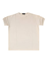 Ανδρική κοντομάνικη μπλούζα με πλέξη oversized Close Society-14000-beige