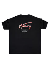 HENRY CLOTHING Ανδρική κοντομάνικη μπλούζα μαύρη oversized Red Logo 9-039-black