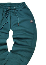 Ανδρική φόρμα με λάστιχο New Wave Clothing - 192-32 - basic pants regular fit σκούρο πράσινο