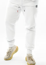 Ανδρική φόρμα με λάστιχο New Wave Clothing-192-32-basic pants regular fit λευκή