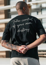 Ανδρική κοντομάνικη μπλούζα Two Brothers - BT-25790- take control oversized μαύρο