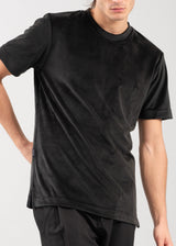 Ανδρική κοντομάνικη μπλούζα βελούδο Vittorio - 200-2425-021 - velvet tee regular fit μαύρο