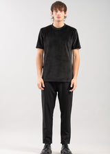 Ανδρική κοντομάνικη μπλούζα βελούδο Vittorio - 200-2425-021 - velvet tee regular fit μαύρο