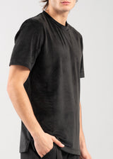 Ανδρική κοντομάνικη μπλούζα βελούδο Vittorio - 200-2425-021 - velvet tee regular fit μαύρο