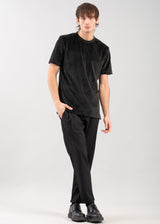 Ανδρική κοντομάνικη μπλούζα βελούδο Vittorio - 200-2425-021 - velvet tee regular fit μαύρο