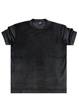 Ανδρική κοντομάνικη μπλούζα βελούδο Vittorio - 200-2425-021 - velvet tee regular fit μαύρο