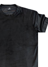 Ανδρική κοντομάνικη μπλούζα βελούδο Vittorio - 200-2425-021 - velvet tee regular fit μαύρο