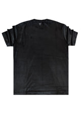 Ανδρική κοντομάνικη μπλούζα βελούδο Vittorio - 200-2425-021 - velvet tee regular fit μαύρο