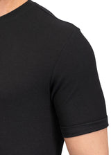 Ανδρική κοντομάνικη μπλούζα με πλέξη ζακάρ - VITTORIO - 200-25-023 - zakar t-shirt regular fit μαύρο