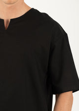 Ανδρική κοντομάνικη μπλούζα με V κόψιμο - VITTORIO - 200-25-MIRO - V cut t-shirt oversized feet μαύρο