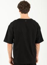 Ανδρική κοντομάνικη μπλούζα με V κόψιμο - VITTORIO - 200-25-MIRO - V cut t-shirt oversized feet μαύρο