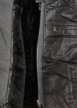 Ανδρικό μπουφάν με κουκούλα και γούνινη επένδυση GUF-H206-B-dermatine jacket μαύρο