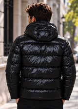 GUF CLOTHING - Ανδρικό μπουφάν puffer με αποσπώμενη κουκούλα - Μαύρο 2110
