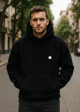 Ανδρική φούτερ με κουκούλα Close society - 232-39-hoodie - sherpa design μαύρο