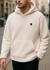 Ανδρική φούτερ με κουκούλα Close society - 232-39 - hoodie - sherpa design εκρού