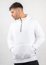 Ανδρική φούτερ με κολάρο New wave clothing - 232-39 - half zip sherpa design λευκό