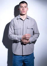 Ανδρικό πουκάμισο ζακέτα Vinyl art clothing - 23520-09 - essential overshirt γκρι