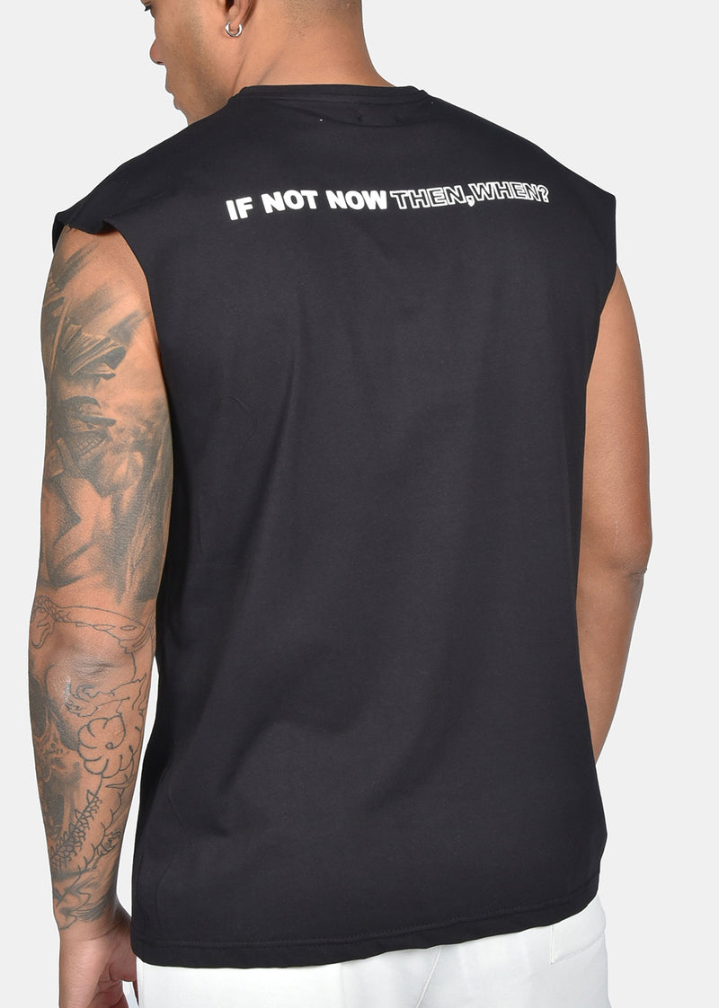 Ανδρική αμάνικη μπλούζα Two Brothers - BT-25730 - if not now logo sleeveness μαύρο