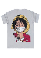 Ανδρική κοντομάνικη μπλούζα New wave clothing - 251-13 - luffy logo γκρι ανοιχτό