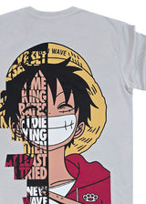 Ανδρική κοντομάνικη μπλούζα New wave clothing - 251-13 - luffy logo γκρι ανοιχτό