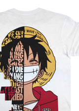 Ανδρική κοντομάνικη μπλούζα New wave clothing - 251-13 - luffy logo λευκό