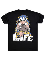 Ανδρική κοντομάνικη μπλούζα New wave clothing - 251-24 - pug life logo μαύρο