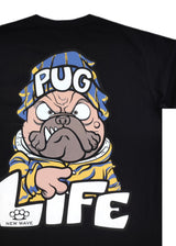 Ανδρική κοντομάνικη μπλούζα New wave clothing - 251-24 - pug life logo μαύρο
