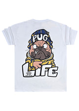 Ανδρική κοντομάνικη μπλούζα New wave clothing - 251-24 - pug life logo λευκό
