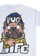 Ανδρική κοντομάνικη μπλούζα New wave clothing - 251-24 - pug life logo λευκό