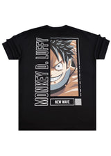 Ανδρική κοντομάνικη μπλούζα New wave clothing - 251-28 - monkey d. luffy logo μαύρο