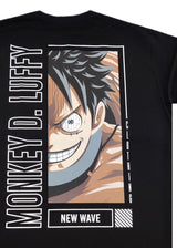 Ανδρική κοντομάνικη μπλούζα New wave clothing - 251-28 - monkey d. luffy logo μαύρο