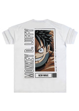 Ανδρική κοντομάνικη μπλούζα New wave clothing - 251-28 - monkey d. luffy logo λευκό