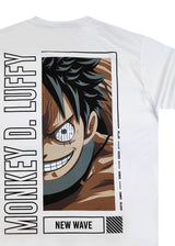 Ανδρική κοντομάνικη μπλούζα New wave clothing - 251-28 - monkey d. luffy logo λευκό