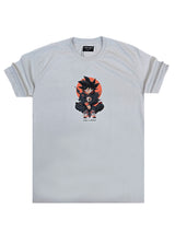 Ανδρική κοντομάνικη μπλούζα New wave clothing - 251-36 - songoku logo ανοιχτό γκρι