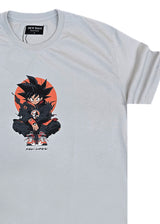 Ανδρική κοντομάνικη μπλούζα New wave clothing - 251-36 - songoku logo ανοιχτό γκρι