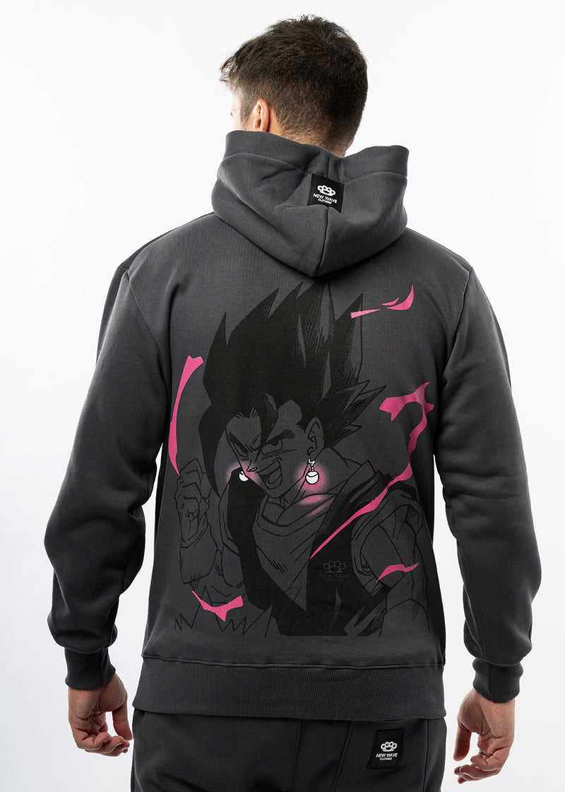 Ανδρικό φούτερ με κουκούλα New wave clothing -252-06-dark grey hoodie-ANIME