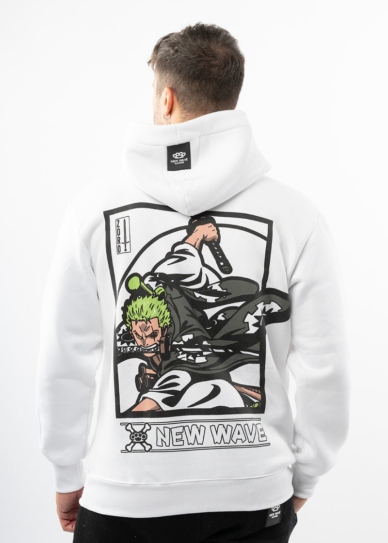 Ανδρικό φούτερ με κουκούλα New wave clothing -252-07-white hoodie- NINTZA WARRIOR