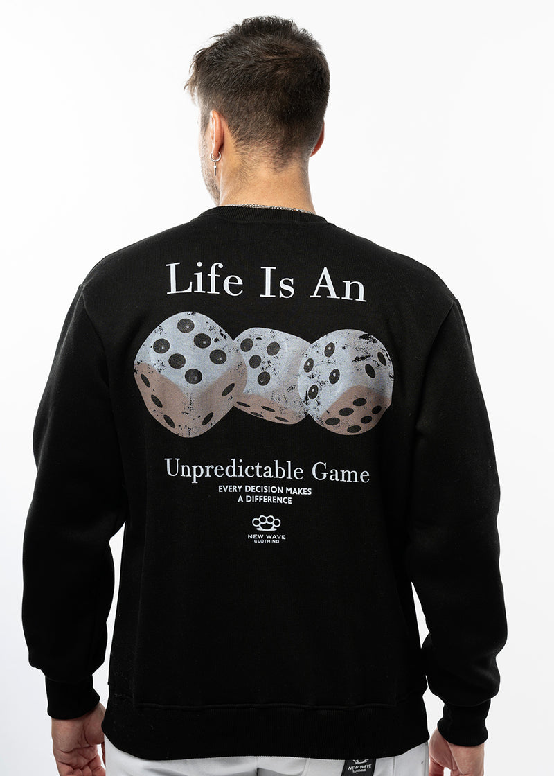 Ανδρικό φούτερ New wave clothing -252-14-black regular fit - LIFE IS A GAME
