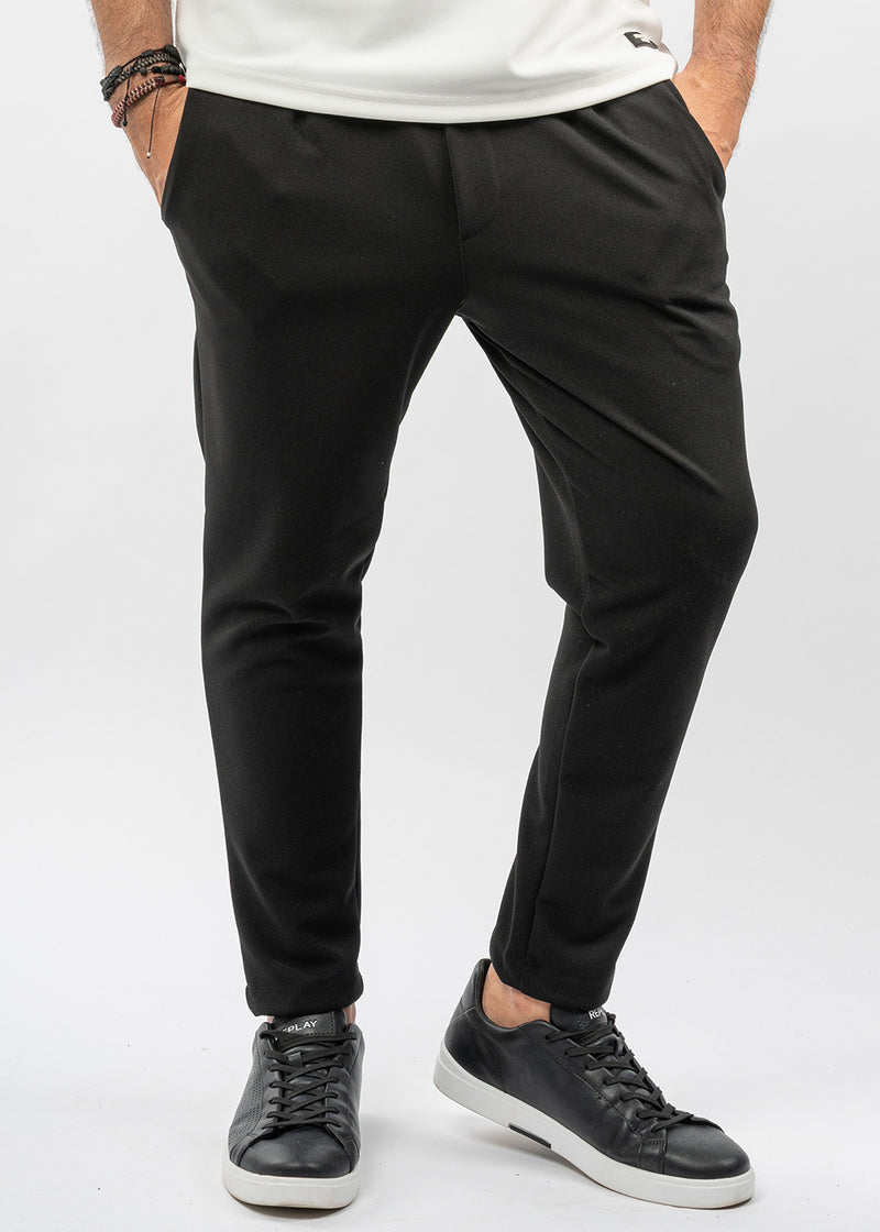 Ανδρικό υφασμάτινο παντελόνι New Wave Clothing - 252-16 - simple fabric pants regular fit μαύρο