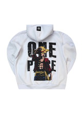 Ανδρικό φούτερ με κουκούλα New wave clothing -252-17-White hoodie- Luffy with hat-Λευκή