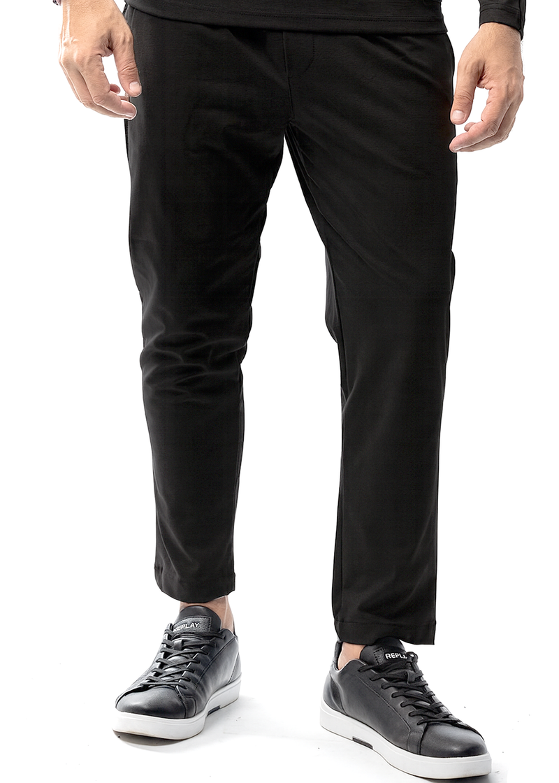 Ανδρικό υφασμάτινο παντελόνι New Wave Clothing - 252-22 - simple fabric pants regular fit μαύρο