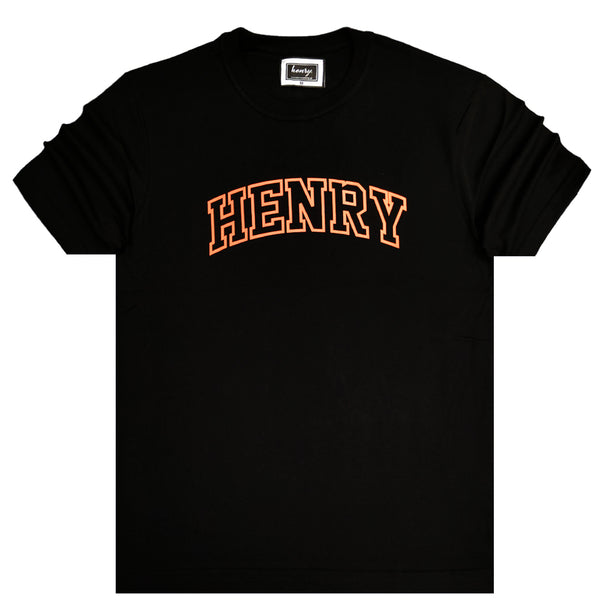 Henry clothing - 3-214 - orange logo t-shirt - black