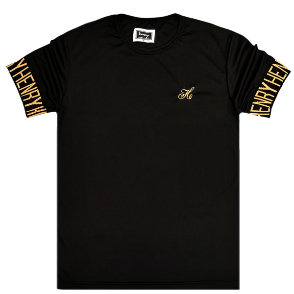 Henry clothing - 3-224 - gold tape t-shirt - black